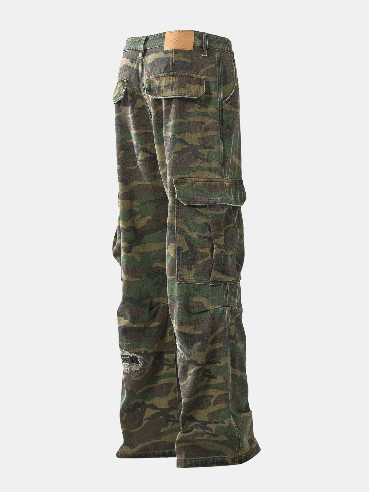Baggy Fit Camo Ripped Wide Leg Pants
