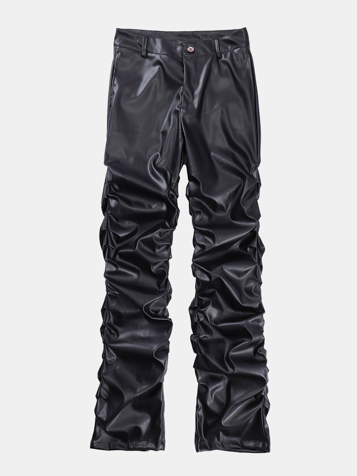Ruched PU Leather Pants