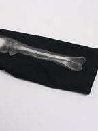 Oversize Skeleton Print Waffle T-Shirt