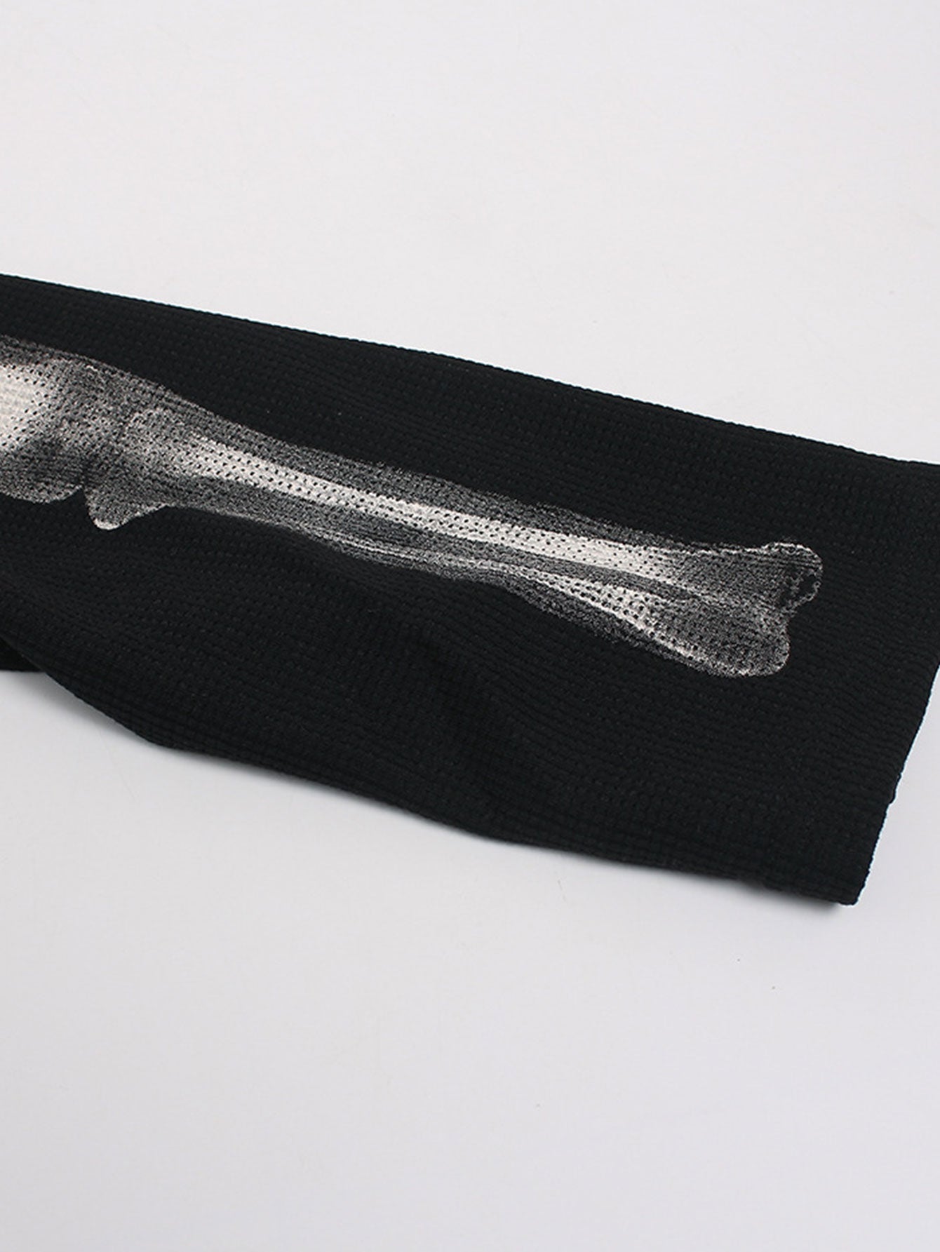 Oversize Skeleton Print Waffle T-Shirt