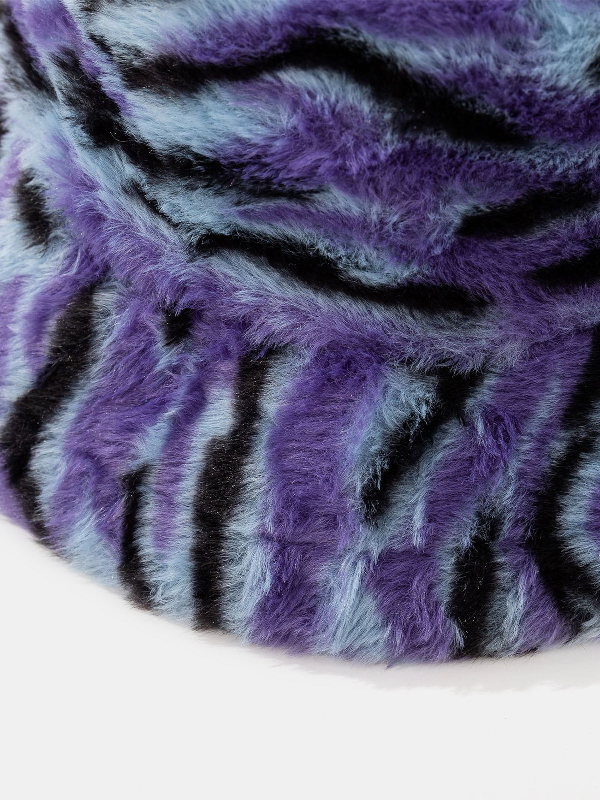 Plush-Texture Bucket Hat – Faux Fur Hat Featuring Psychedelic Animal-print Swirls; Perfect For Music Festival Outfits
