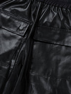 PU Leather Cargo Wide-Leg Pants