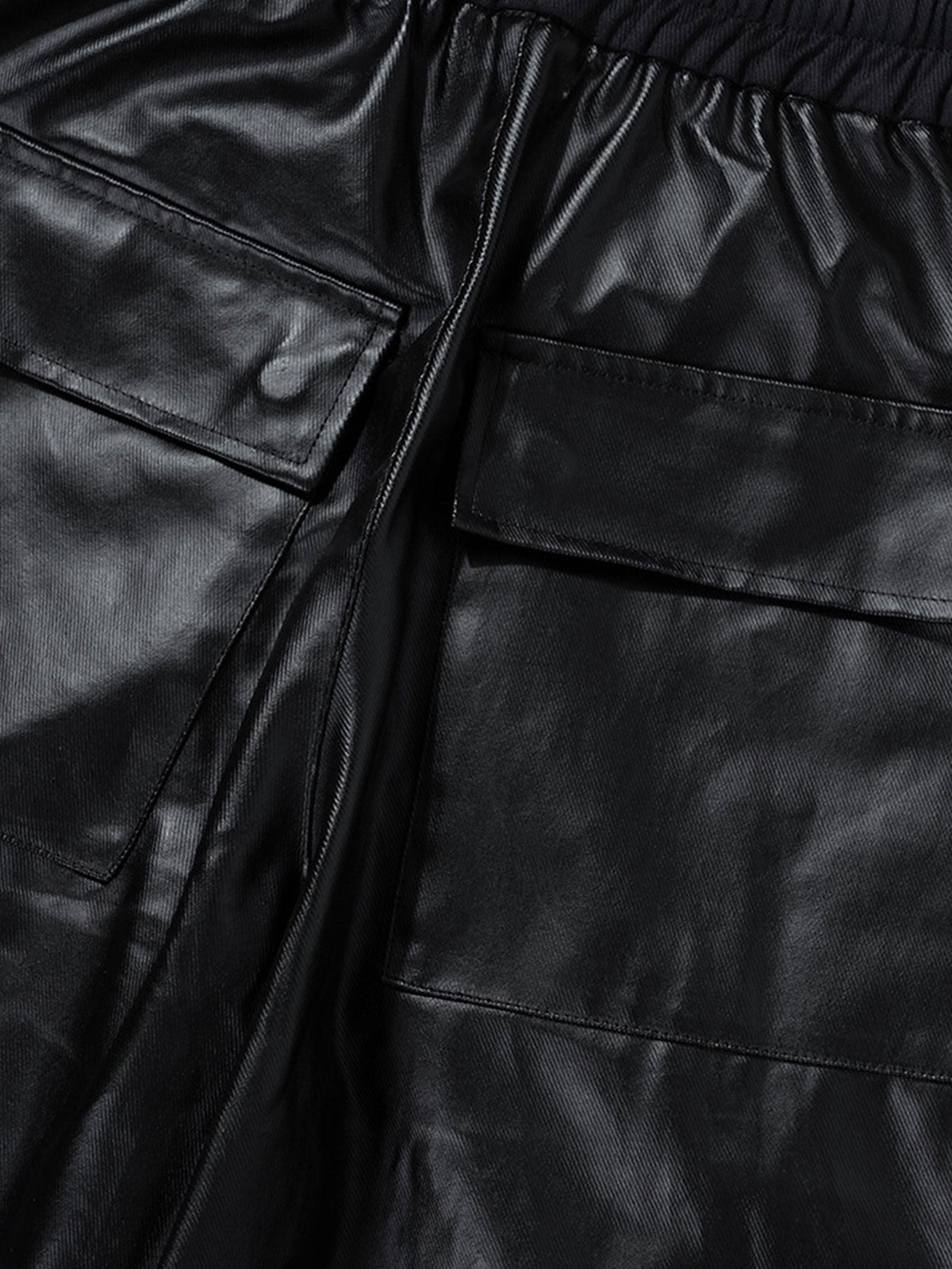 PU Leather Cargo Wide-Leg Pants