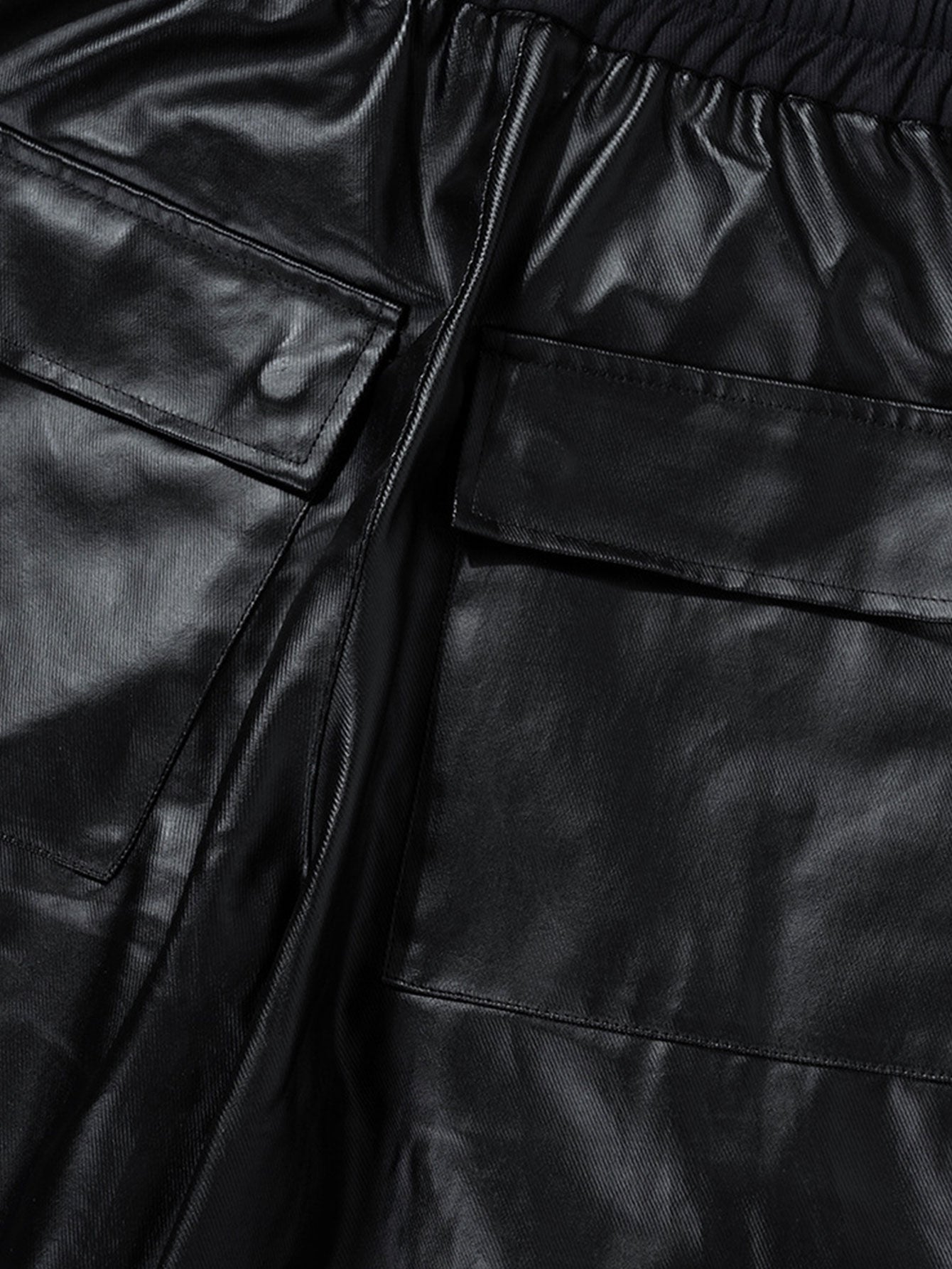 PU Leather Cargo Wide-Leg Pants