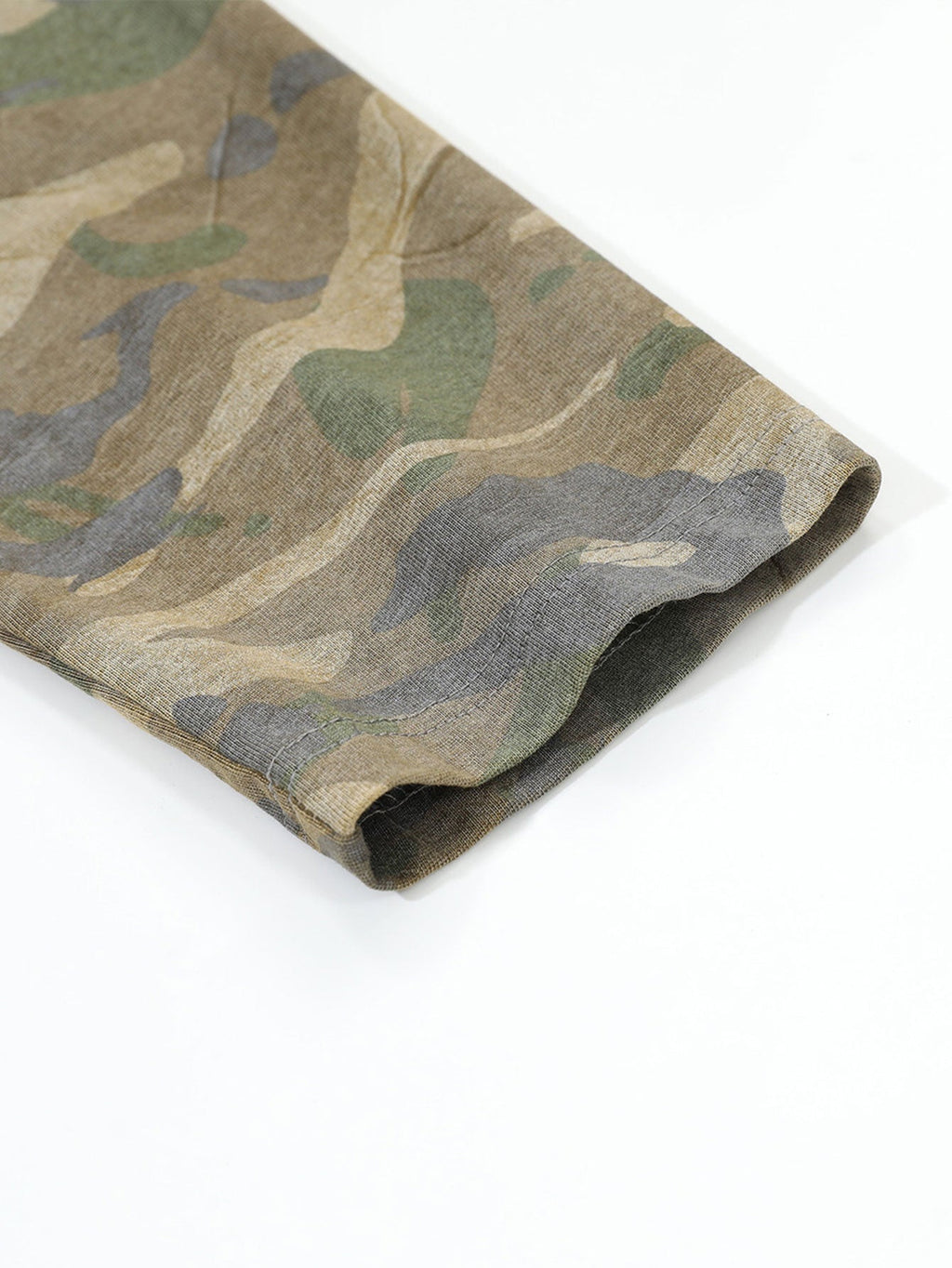2 In 1 Camouflage Washed Ripped Rock Print T-Shirt