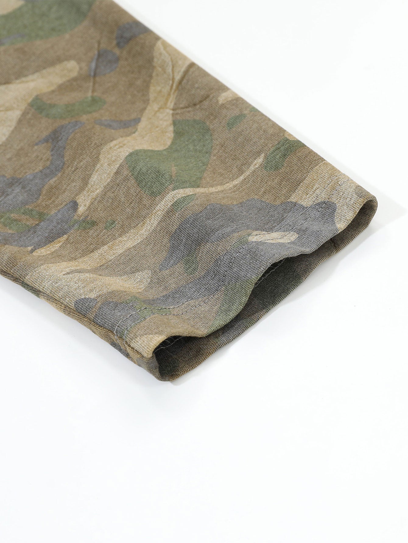 2 In 1 Camouflage Washed Ripped Rock Print T-Shirt