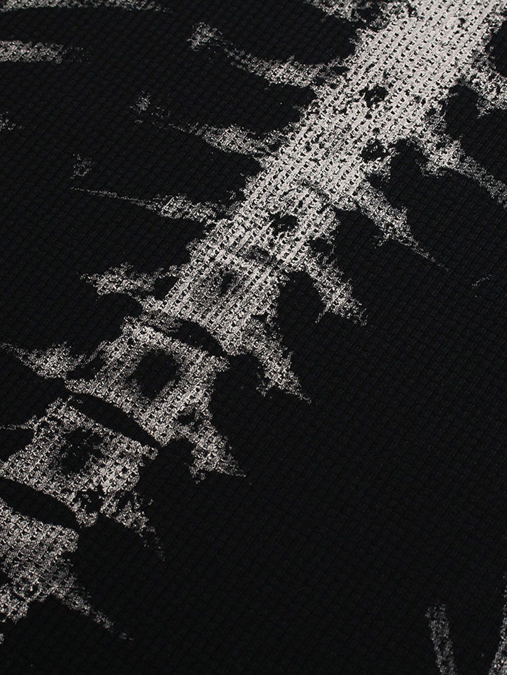 Oversize Skeleton Print Waffle T-Shirt
