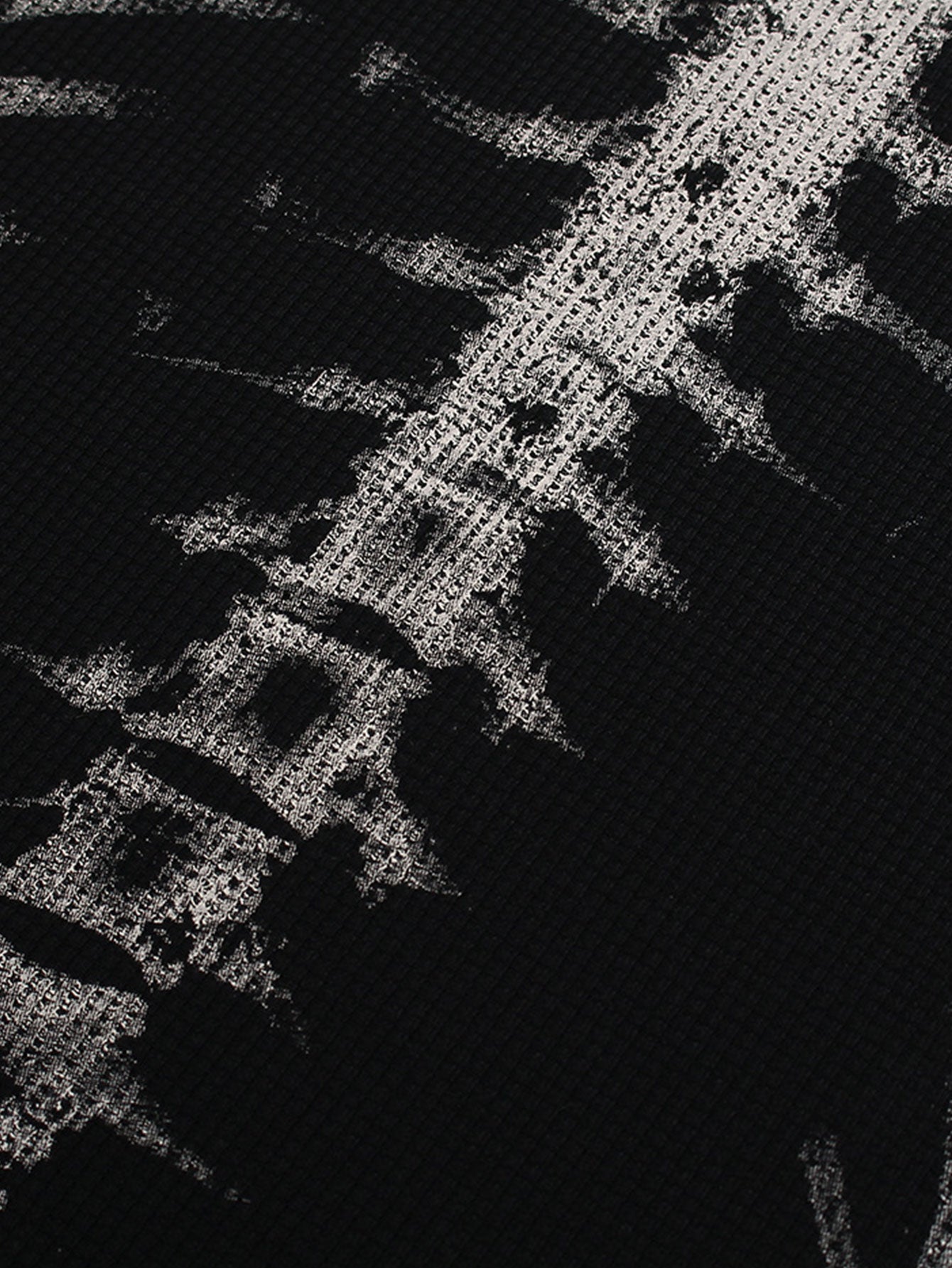 Oversize Skeleton Print Waffle T-Shirt