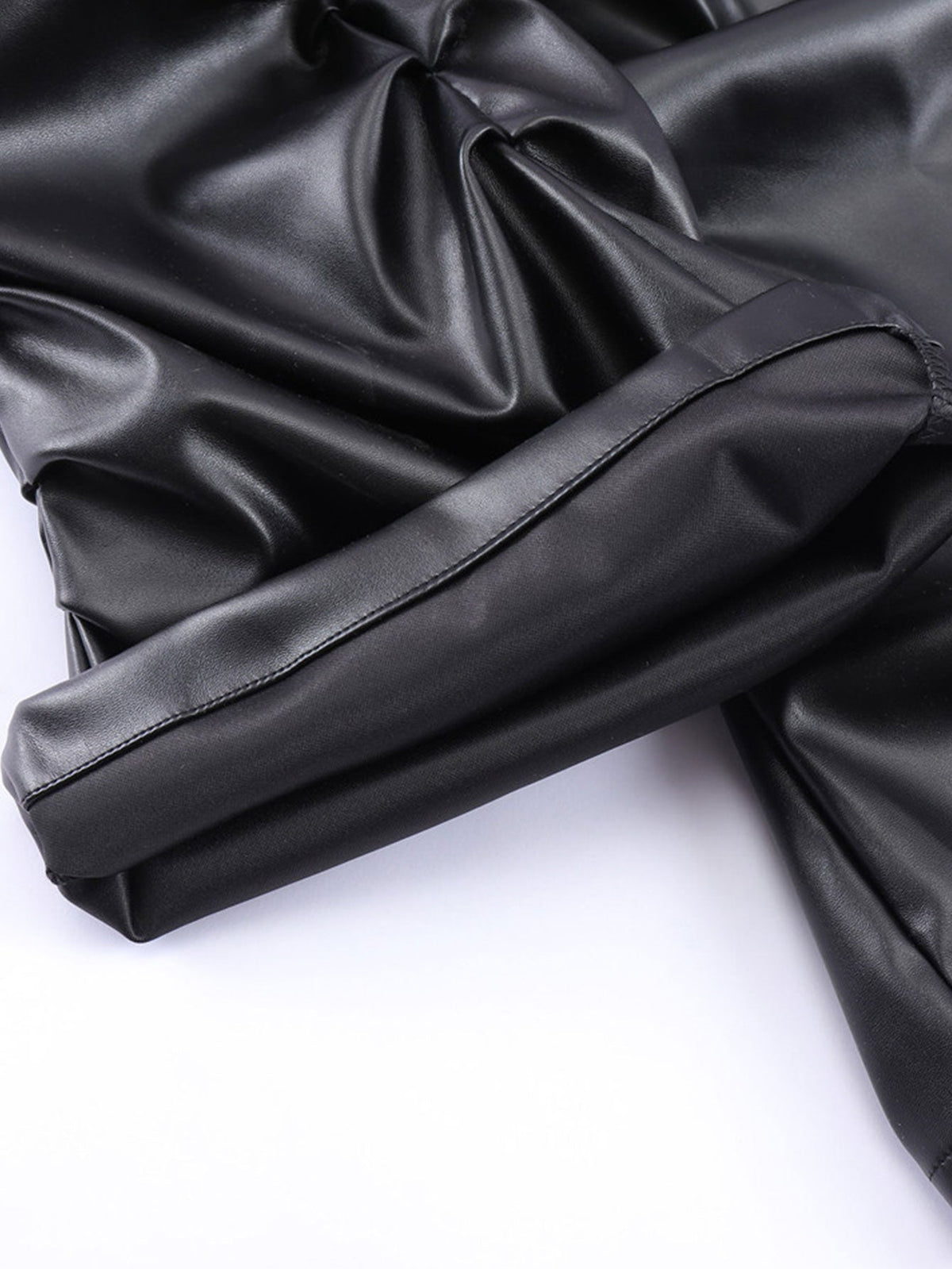 Ruched PU Leather Pants