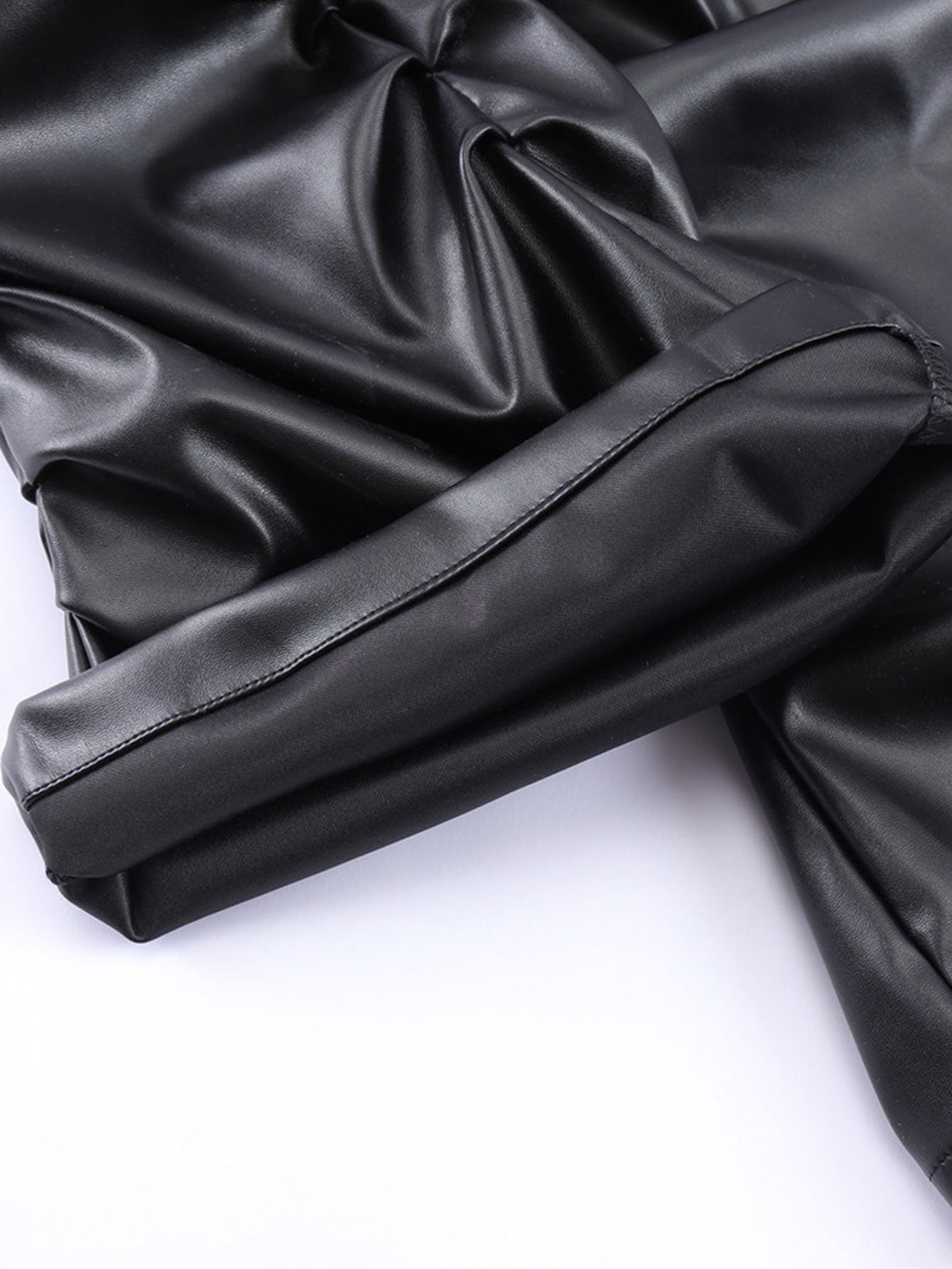 Ruched PU Leather Pants