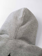 Boxy Faux Fur Collar Comic Character Print Zipper Hoodie