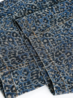 Leopard Print Washed Distressed Denim Baggy Pants
