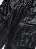 PU Leather Cargo Wide-Leg Pants