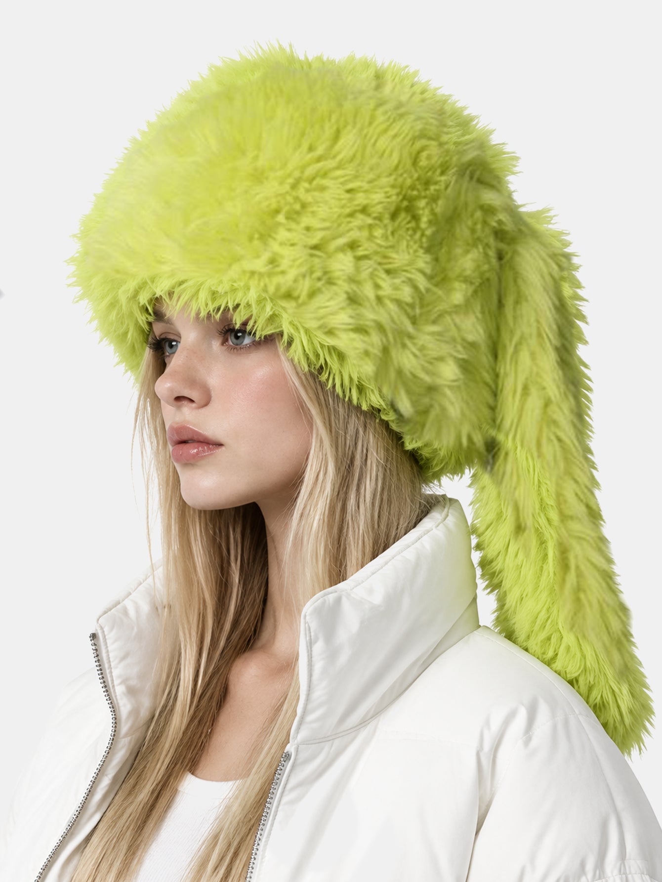 Cute Cartoon Rabbit Ear Decor Soft Furry Warm Plush Hat With Fun Designer