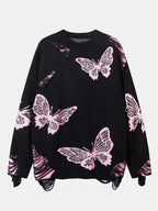 Butterfly Print Knit Sweater