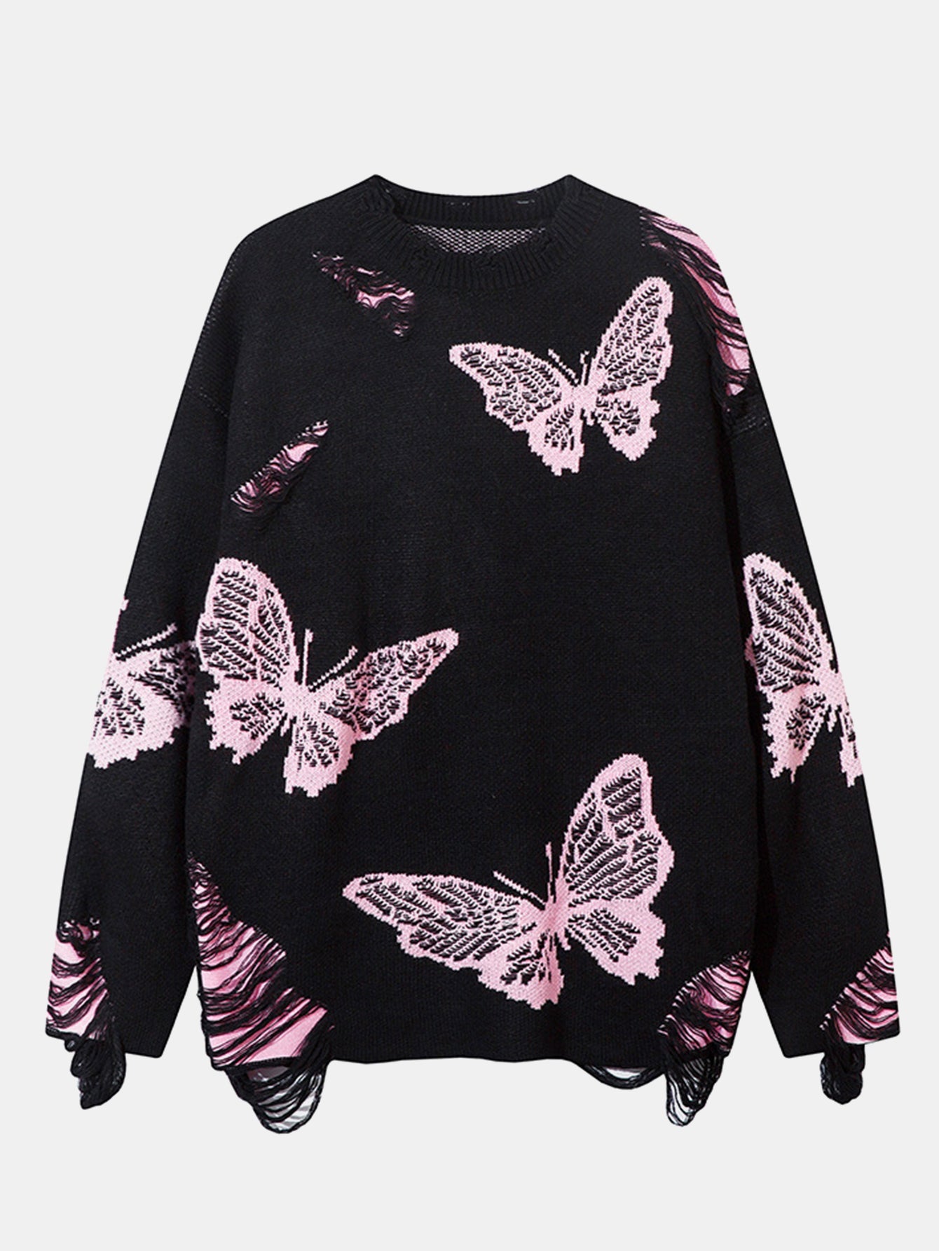 Butterfly Print Knit Sweater