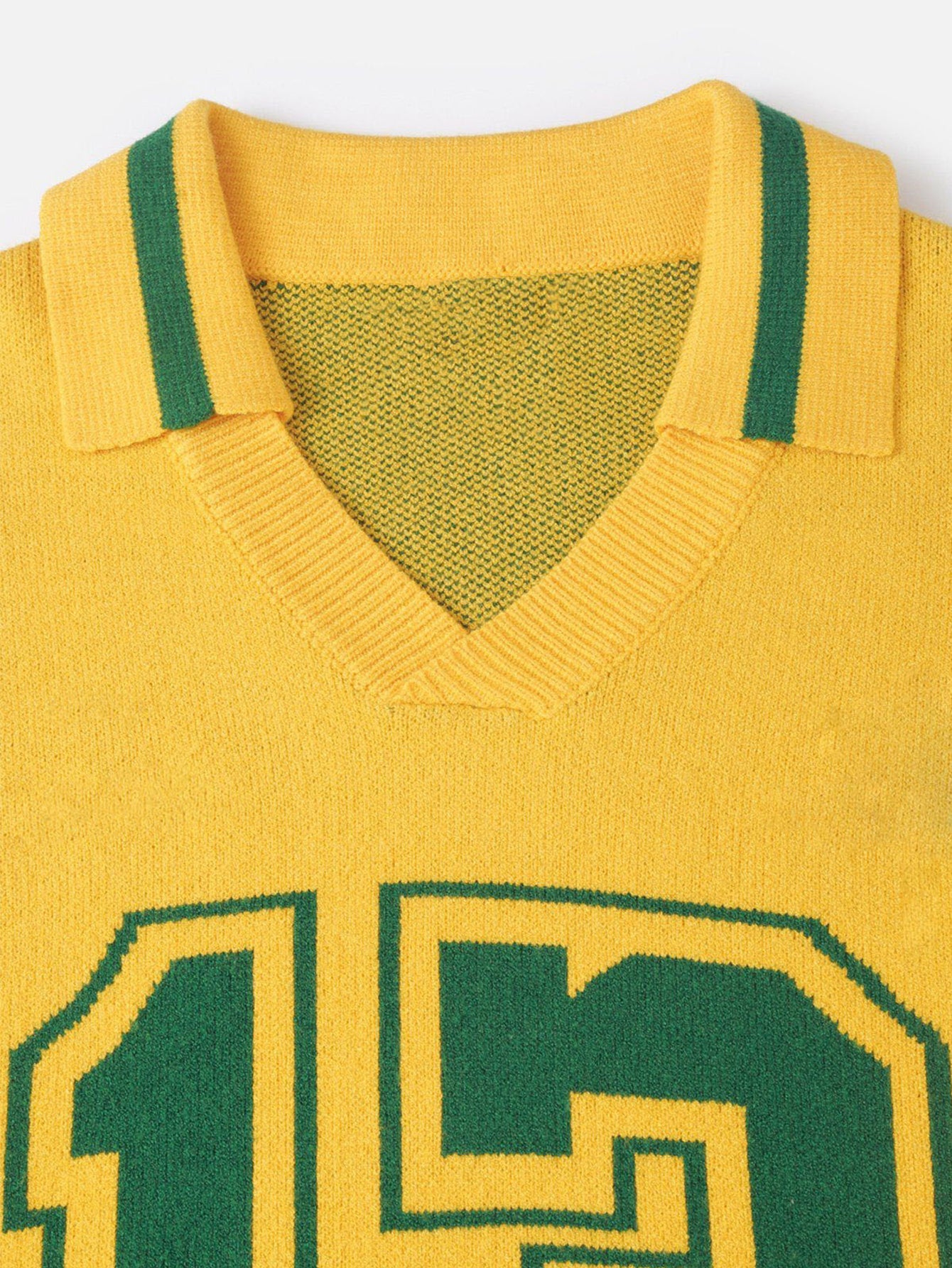 Number Print Polo Neck Sweater