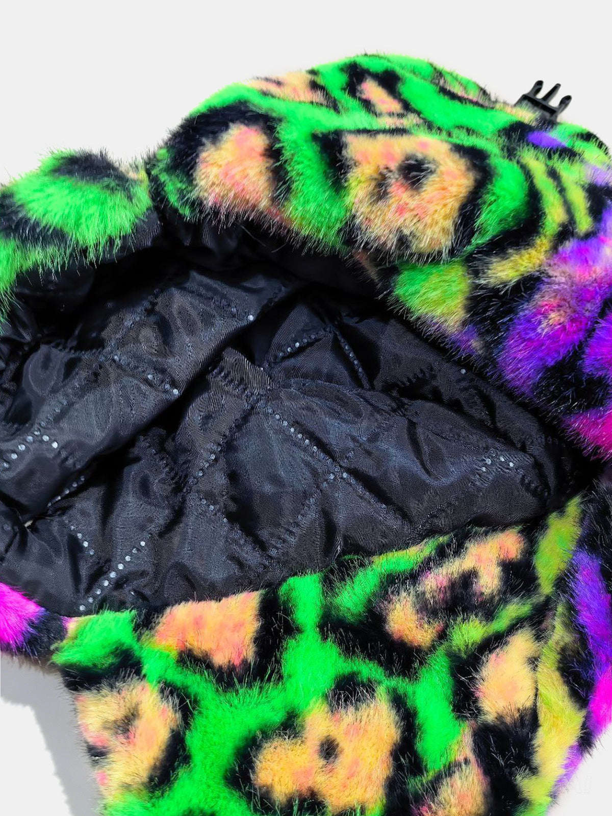 Y2K Colorful Leopard Faux Fur Trapper Hat Fluffy Winter Earflap Hat For Rave Party