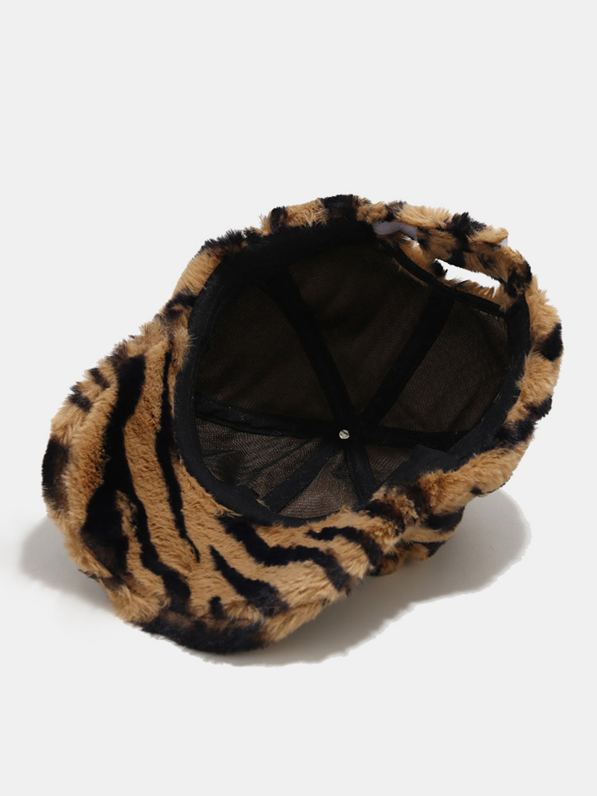 Fuzzy Fluffy Faux Fur Zebra Tiger Print Baseball Cap
