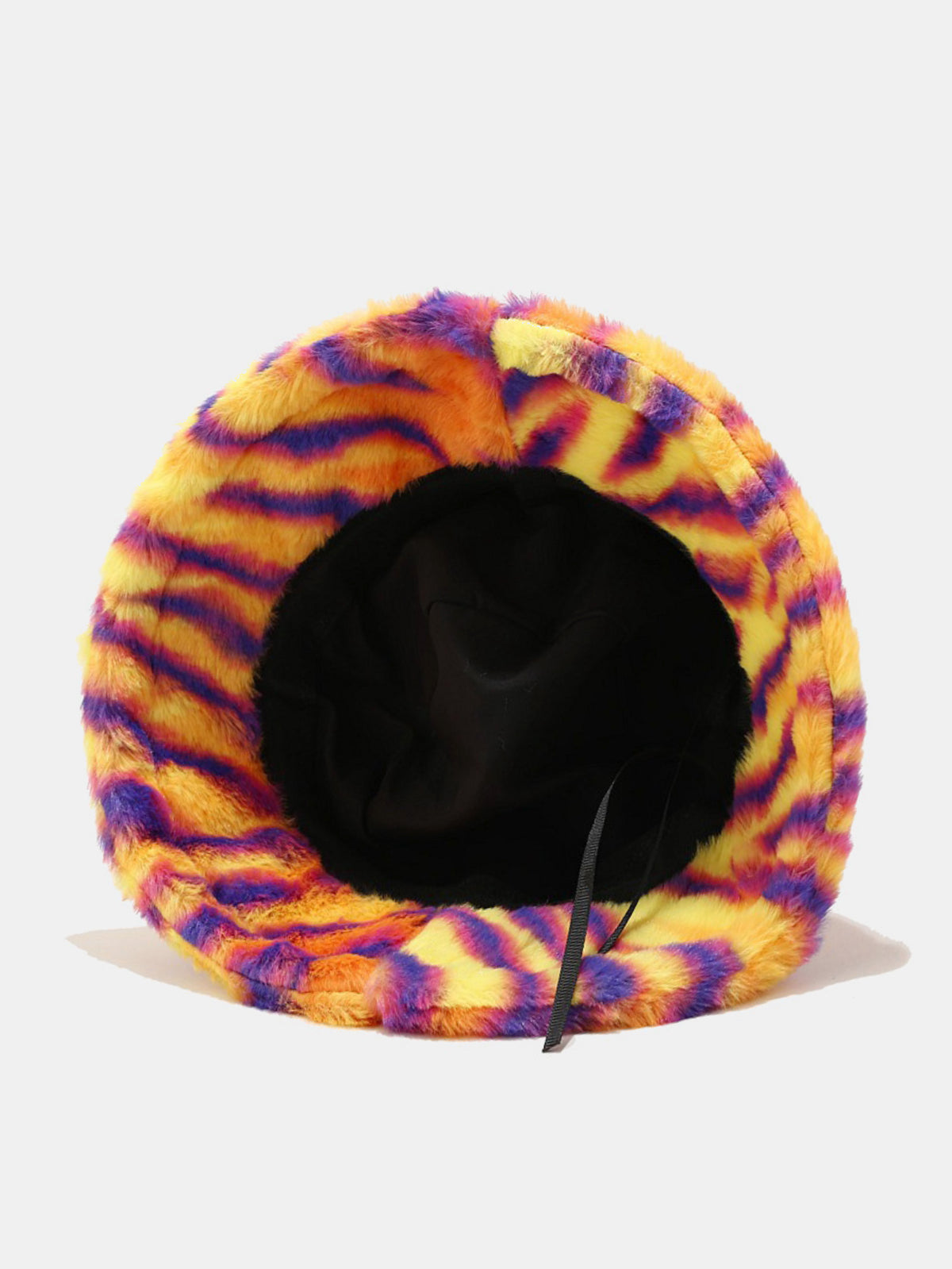 Faux Fur Tiger Striped Bucket Hat, Fluffy Plush Fisherman Hat