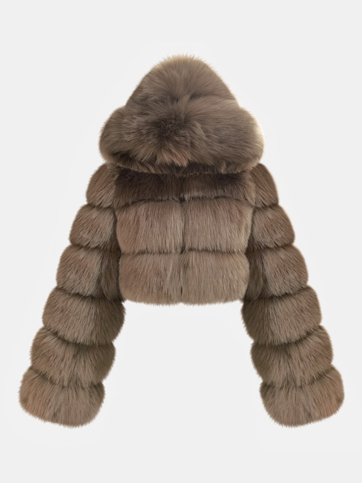 Faux Fox Fur Cropped Hooded Plush Jacket