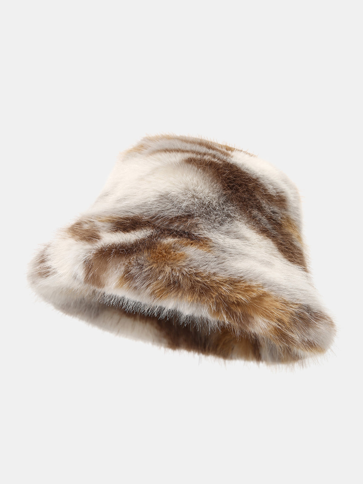 Thick Plush Tie Dye Fluffy Faux Fur Bucket Hat