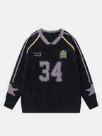 Number Print Terry Knit Sweater