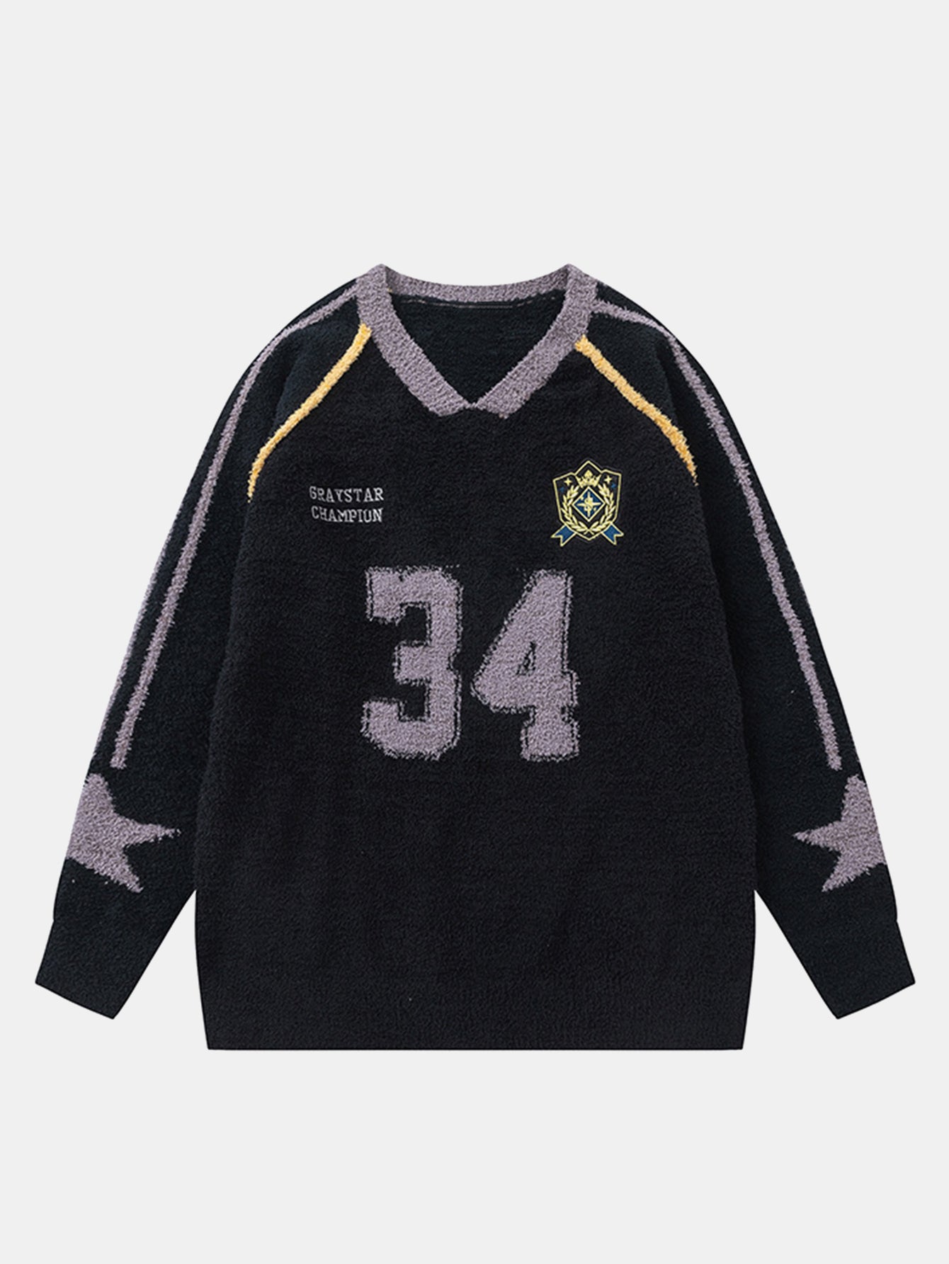 Number Print Terry Knit Sweater