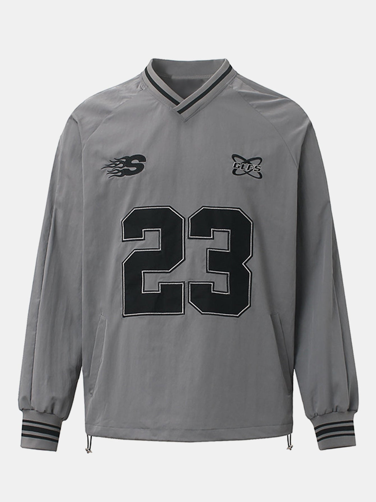 Long Sleeved Number Print V Neck Sweatshirt