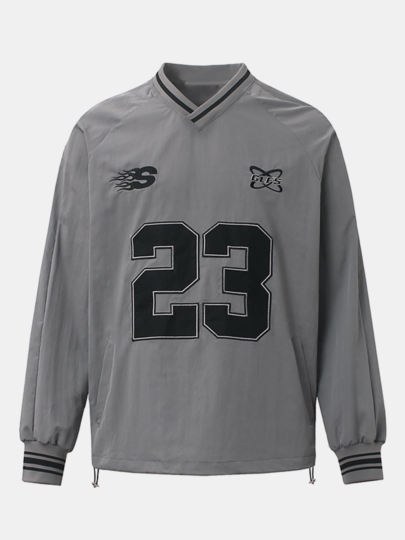 Long Sleeved Number Print V Neck Sweatshirt