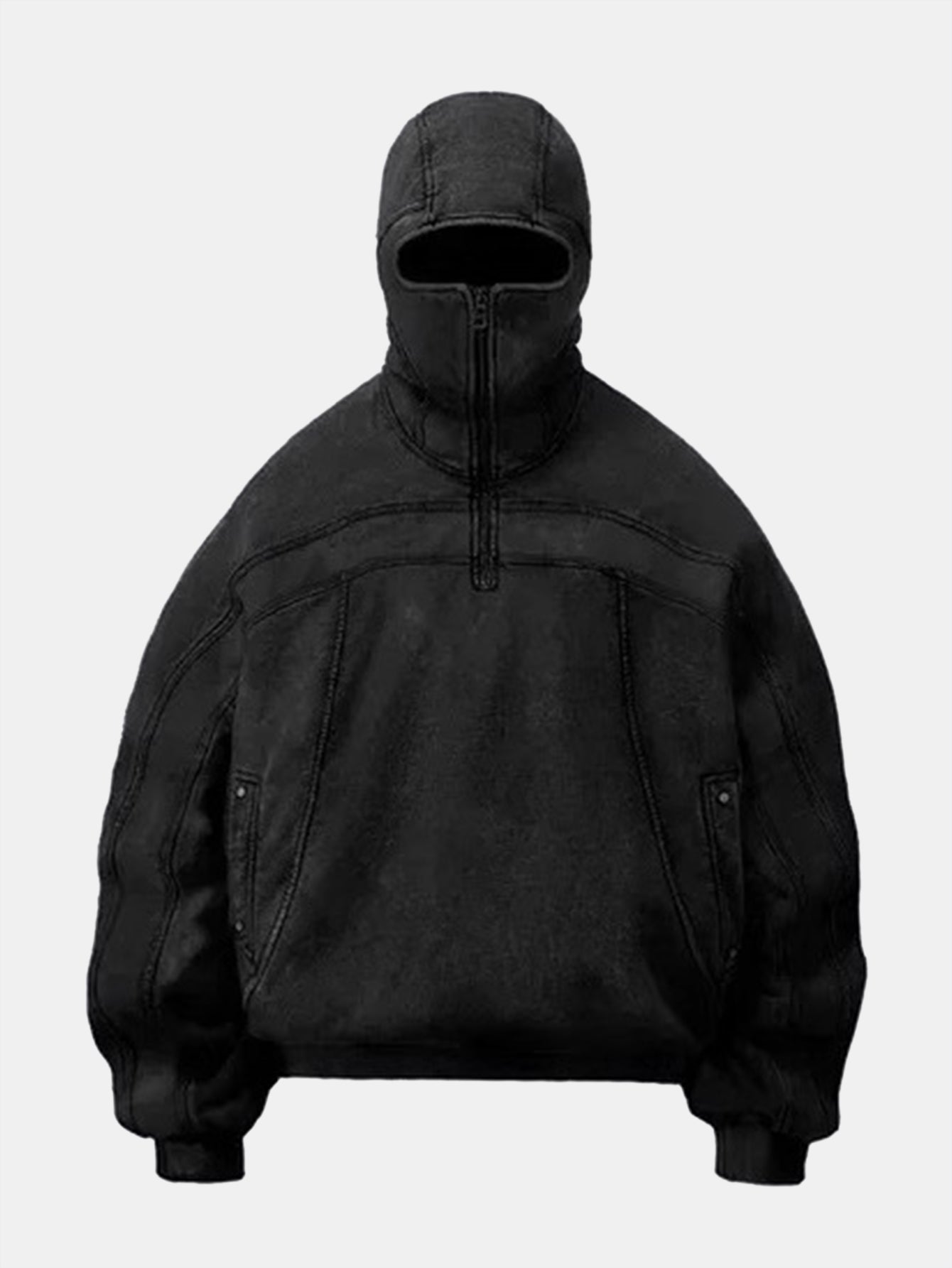 Oversized Techwear Hoodie With Full Mask Hood