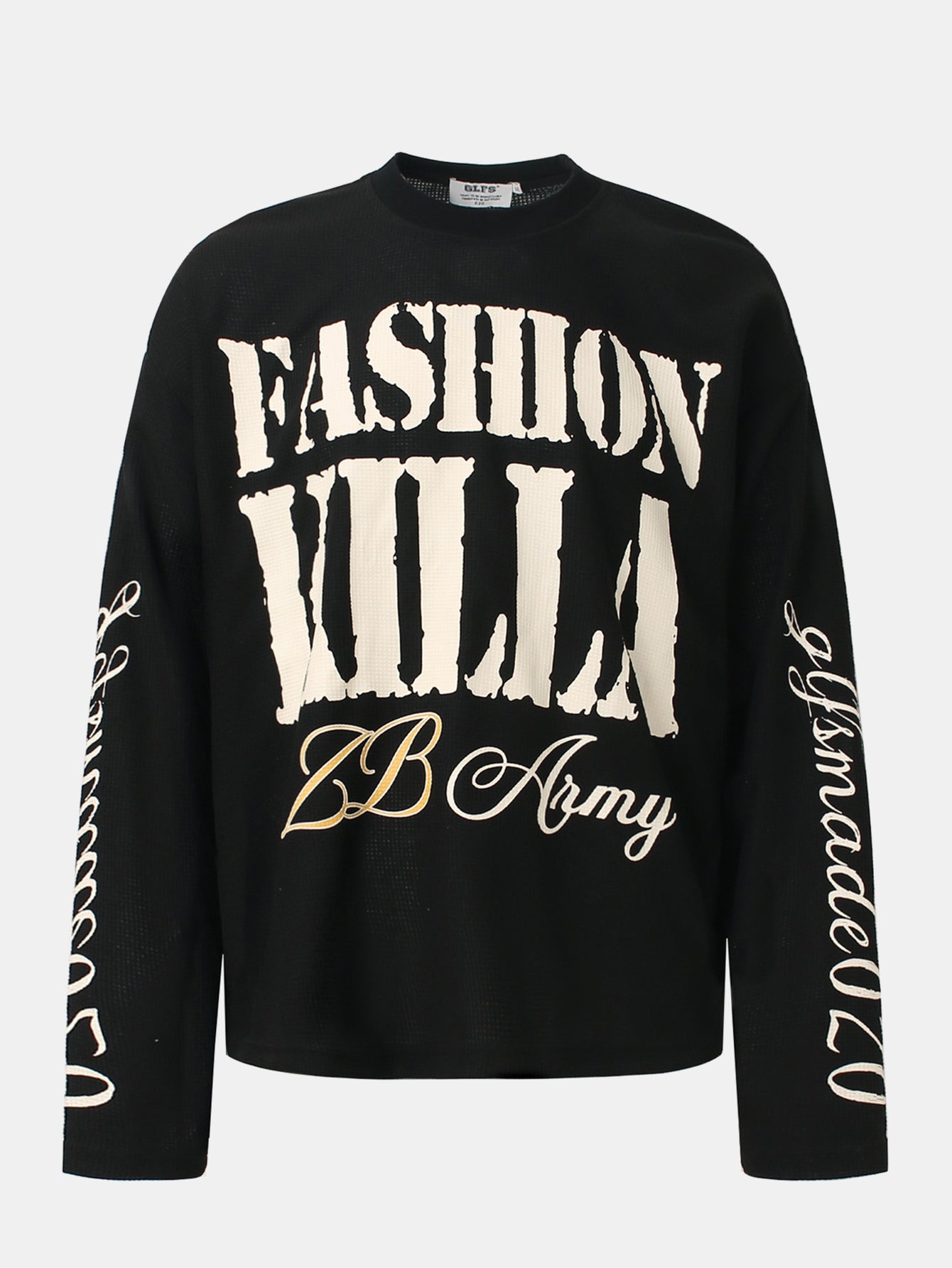 Oversize Slogan Print Waffle T-Shirt