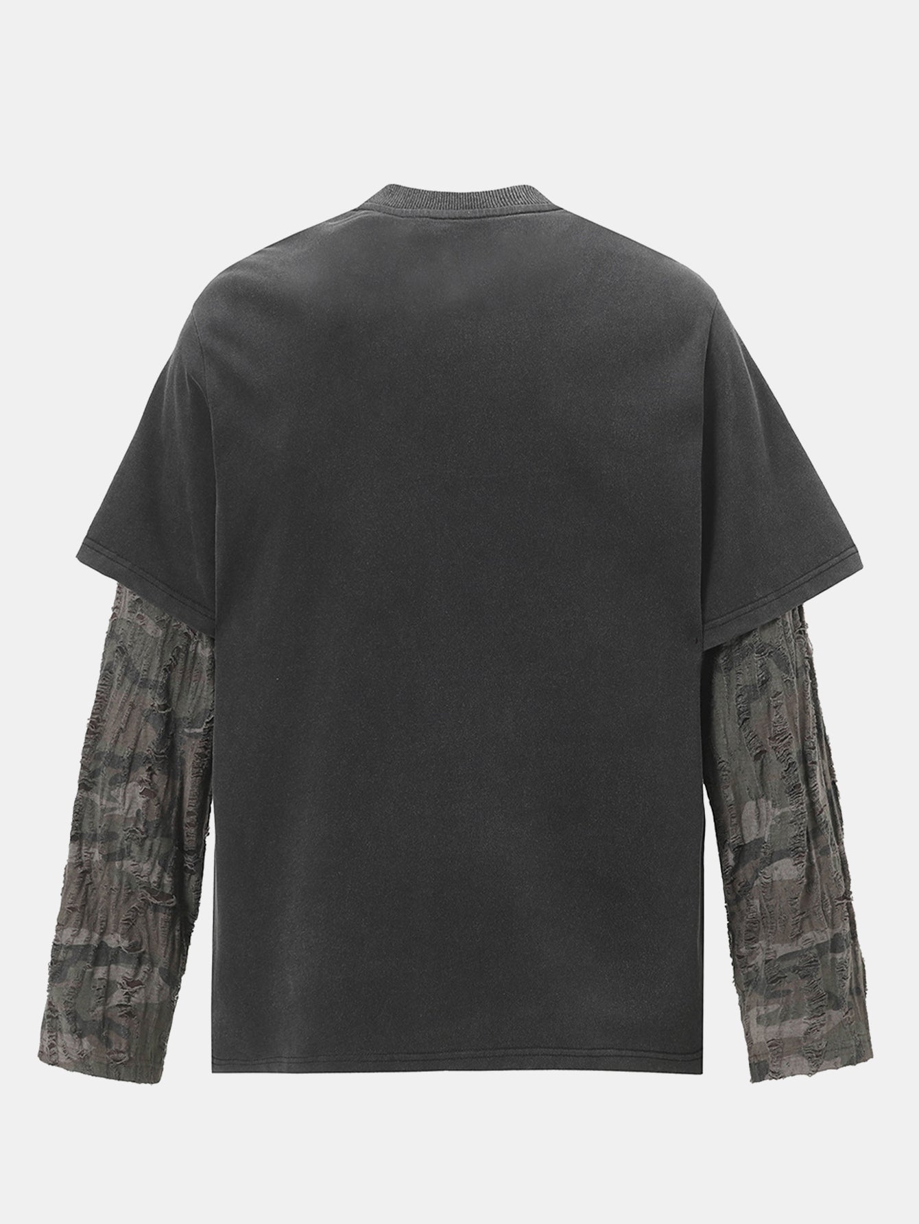 2 In 1 Slogan Print Distressed T-Shirt