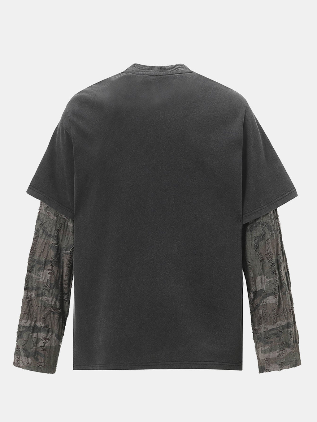 2 In 1 Slogan Print Distressed T-Shirt