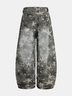 Camouflage Star Print Wide Leg Baggy Pants