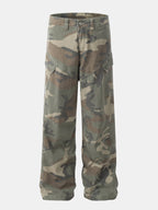 Camouflage Washed Distressed Denim Baggy Pants