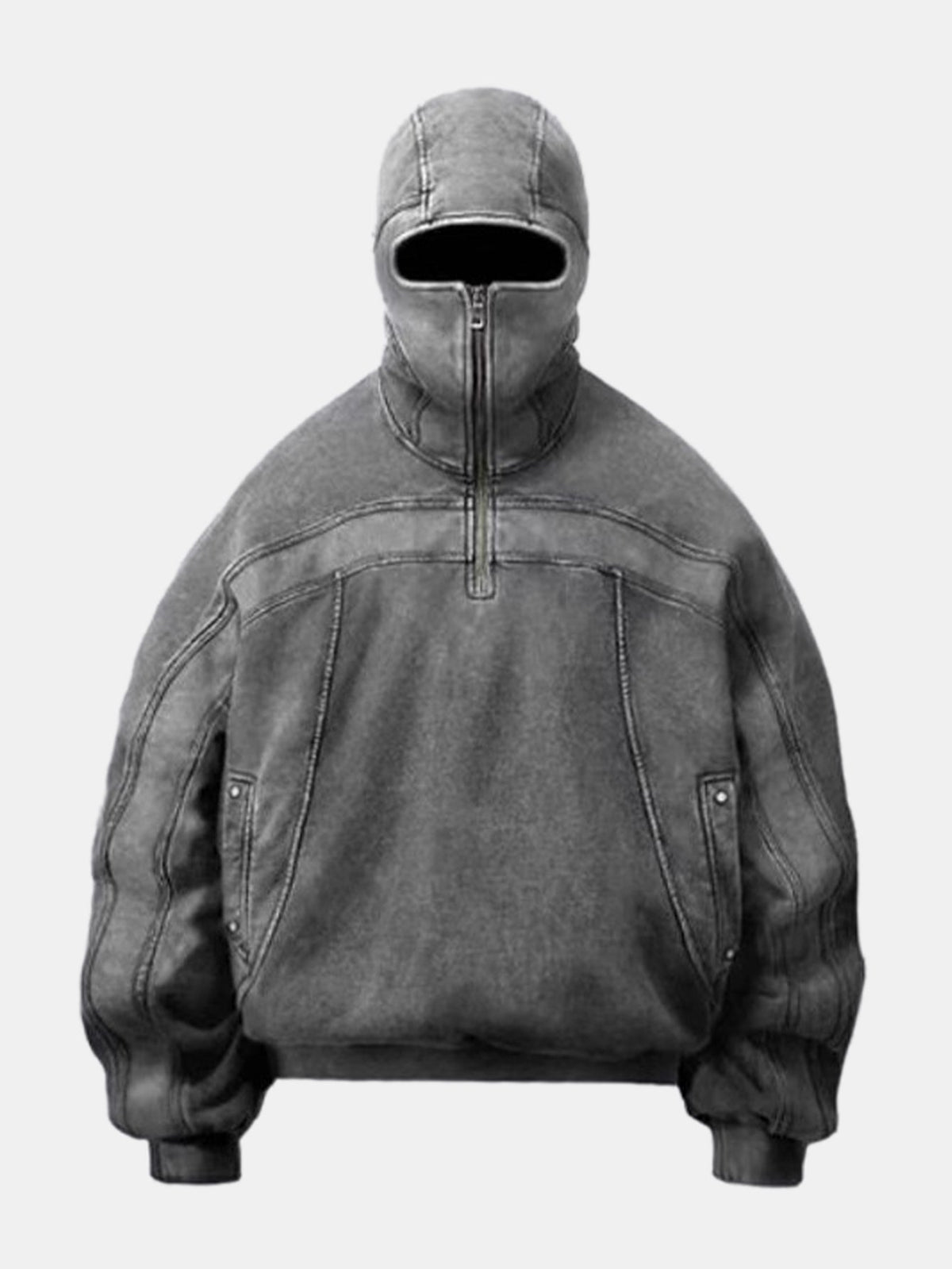 Oversized Techwear Hoodie With Full Mask Hood