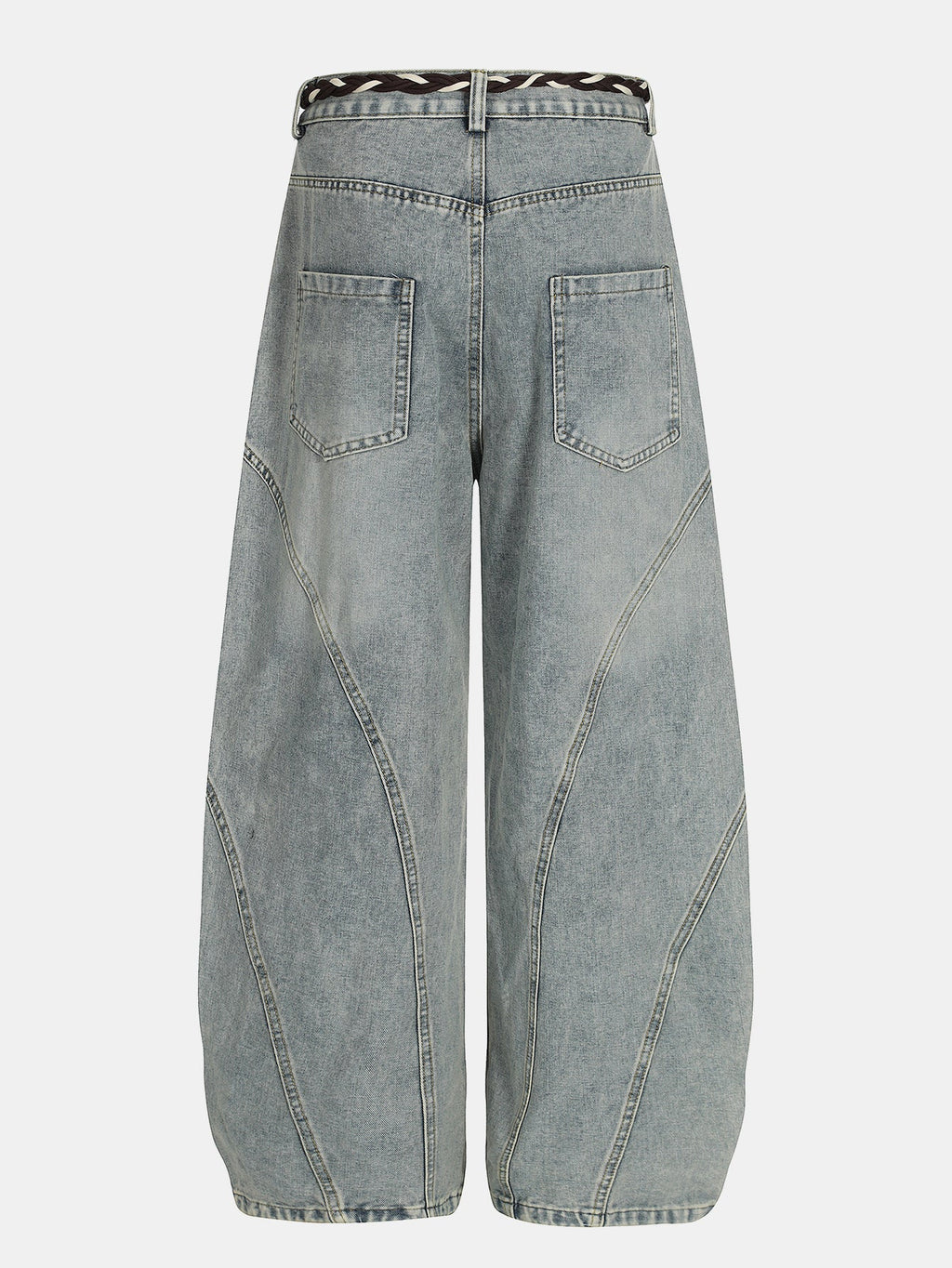Washed Distressed Denim Baggy Pants