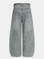 Washed Distressed Denim Baggy Pants