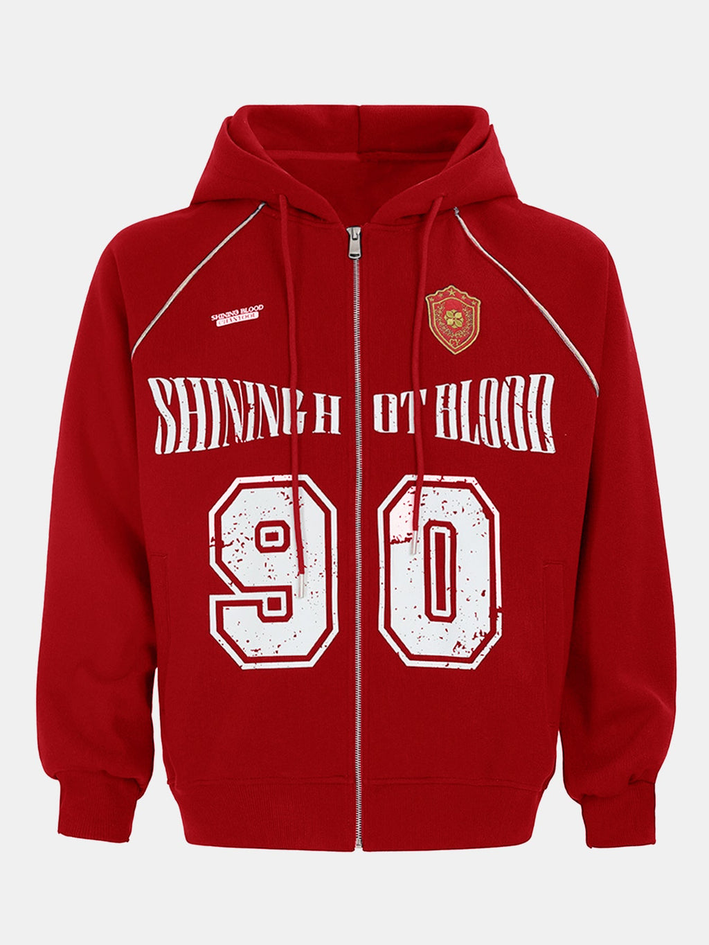 Oversize Number Print Zipper Hoodie