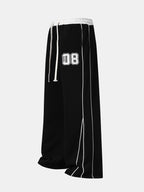 Number Print Wide-Leg Baggy Sweatpants