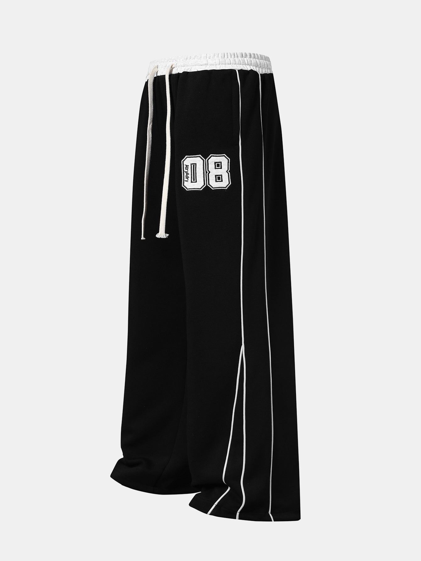 Number Print Wide-Leg Baggy Sweatpants