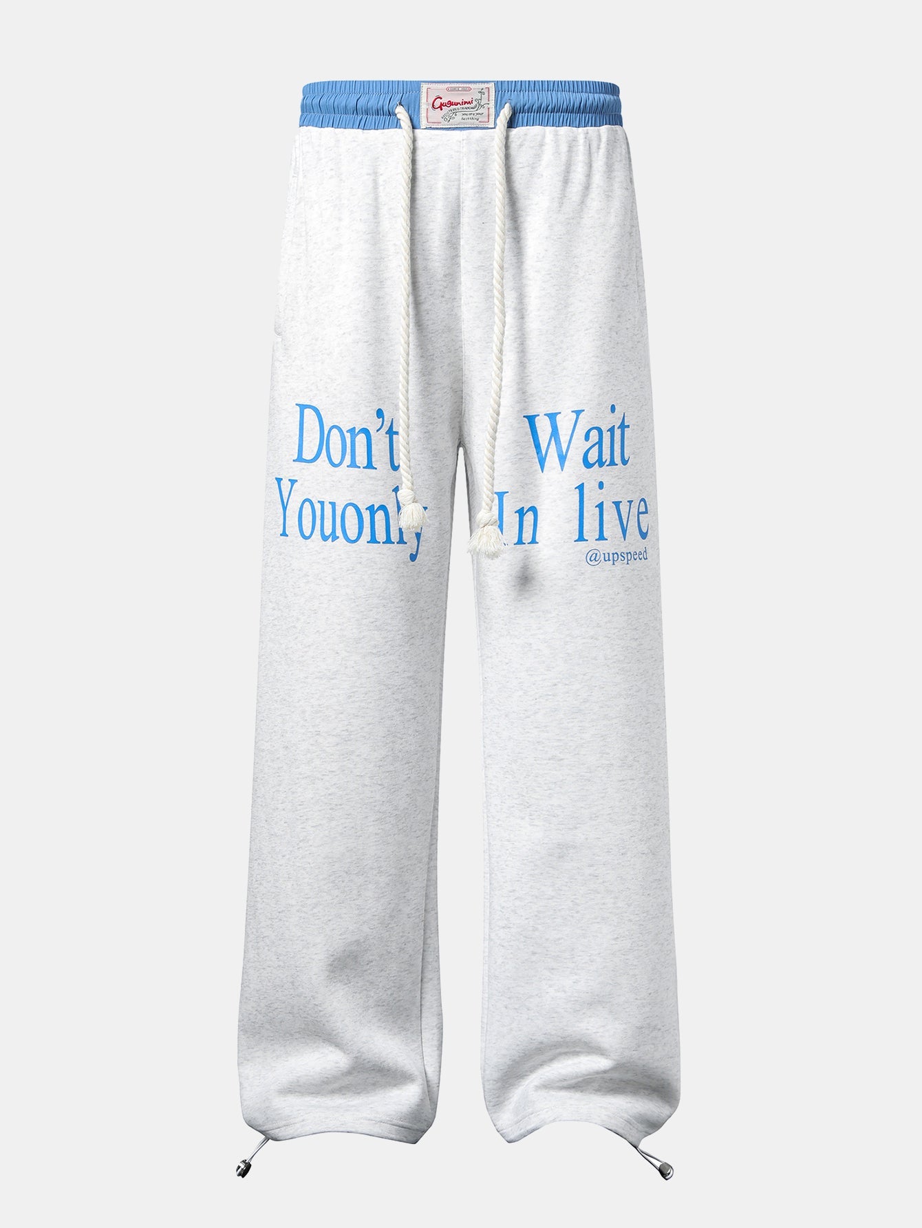 Slogan Print Straight Leg Baggy Sweatpants