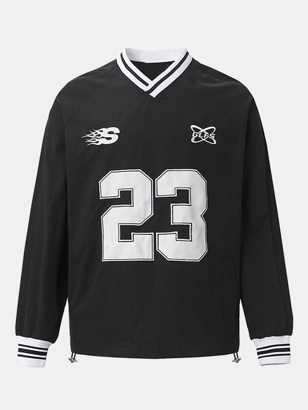 Long Sleeved Number Print V Neck Sweatshirt