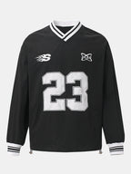 Long Sleeved Number Print V Neck Sweatshirt