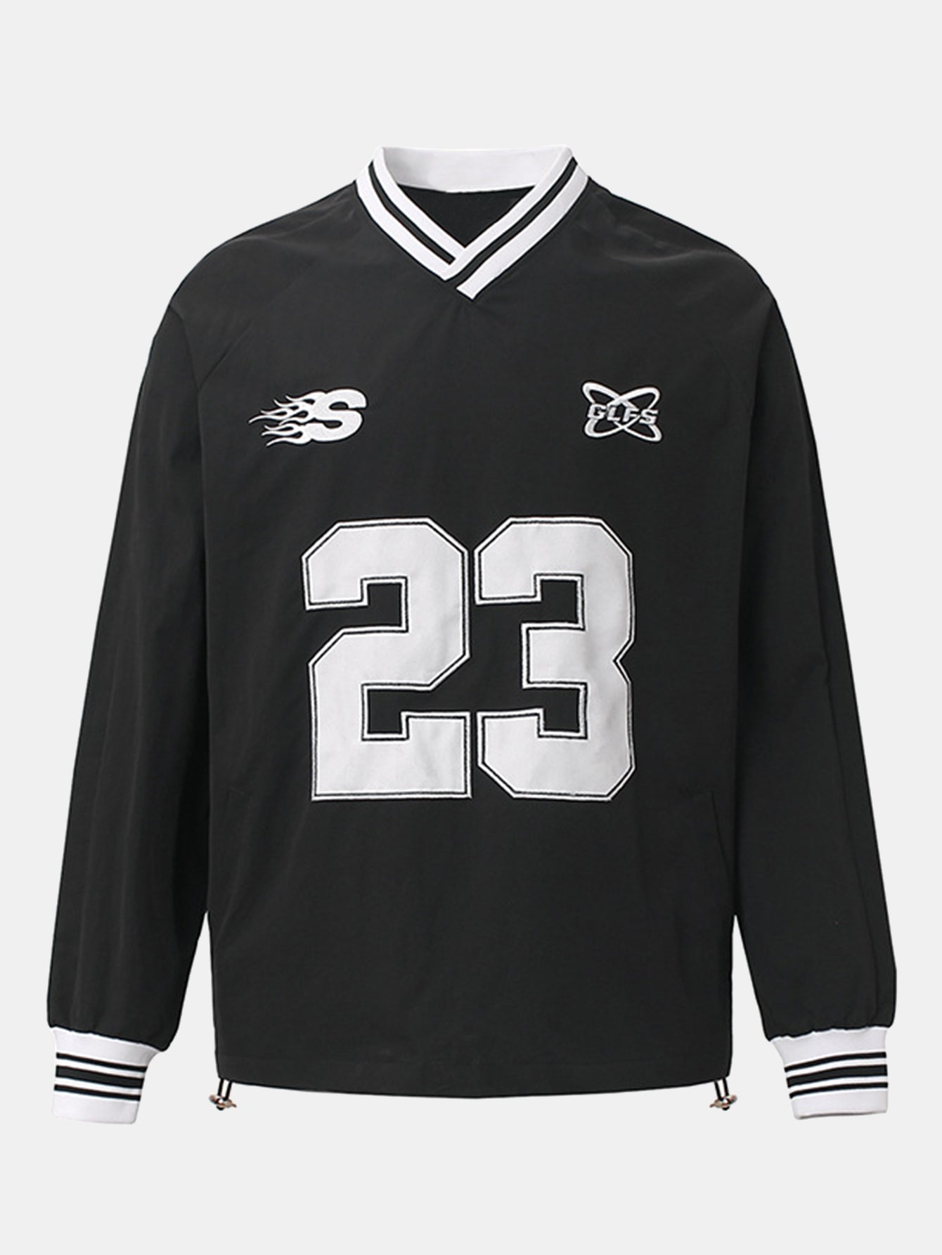 Long Sleeved Number Print V Neck Sweatshirt