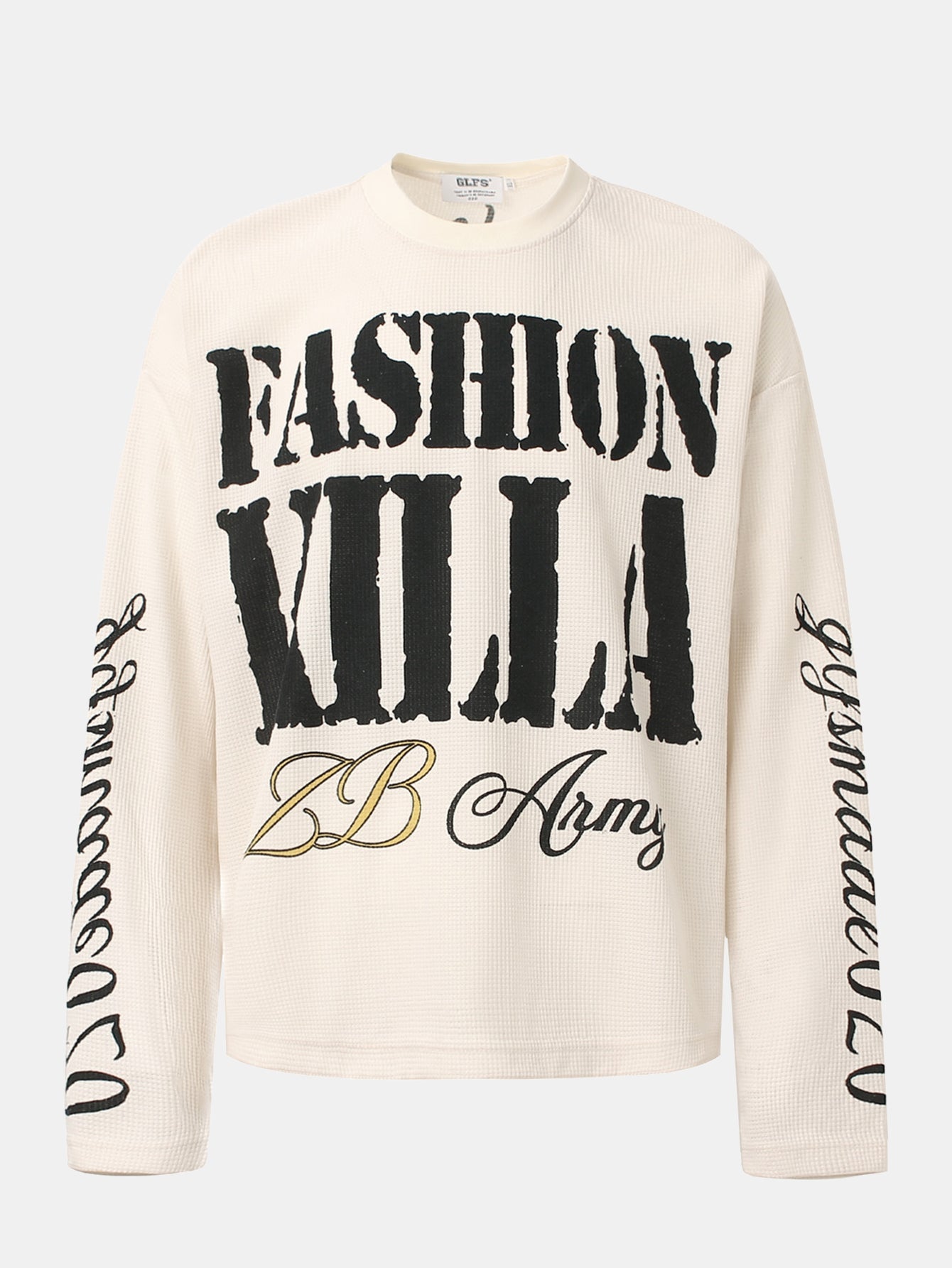 Oversize Slogan Print Waffle T-Shirt