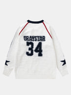Number Print Terry Knit Sweater