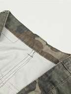 Camouflage Washed Distressed Denim Baggy Pants