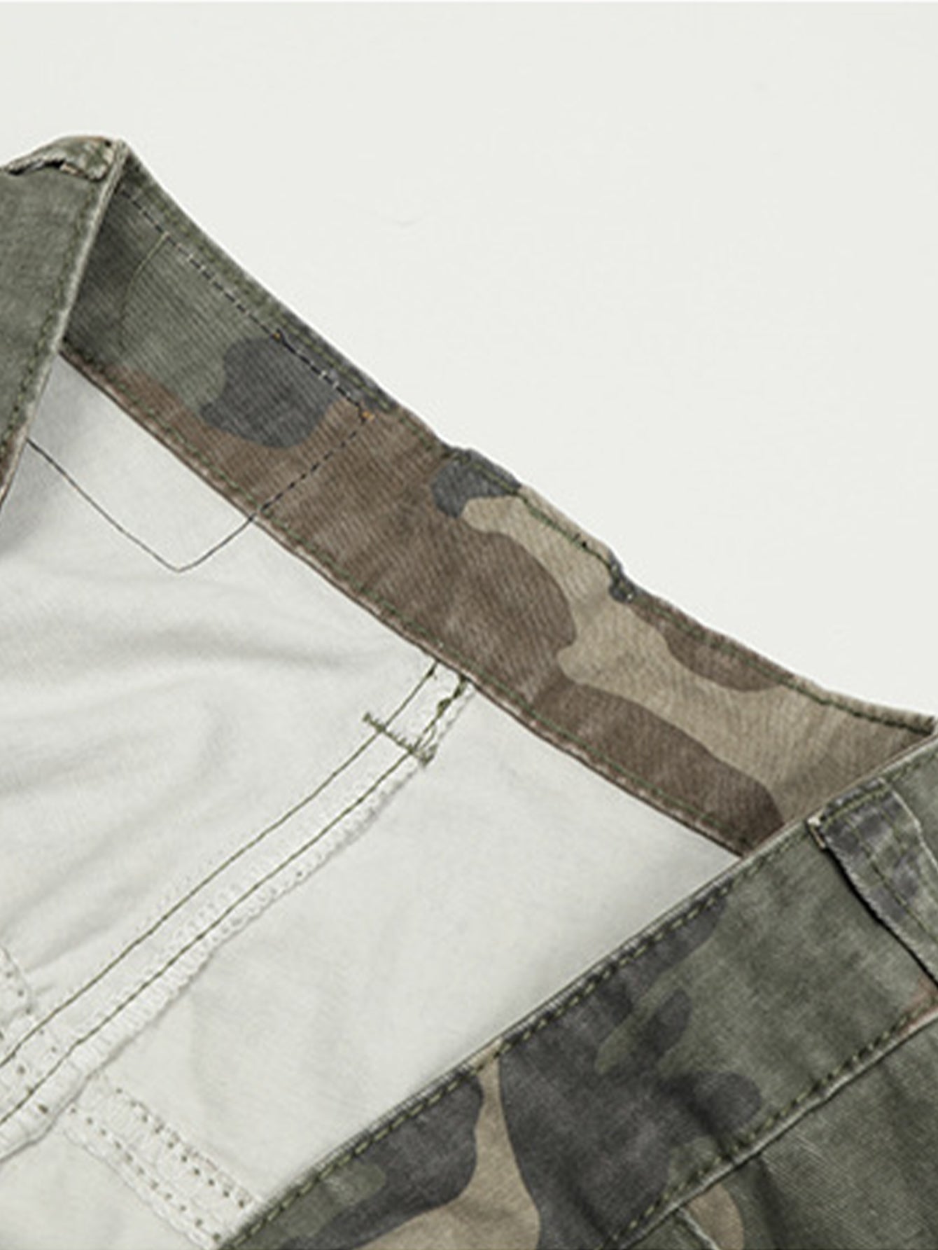 Camouflage Washed Distressed Denim Baggy Pants
